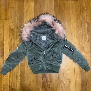 Girls Sam jacket with pink fur!!
